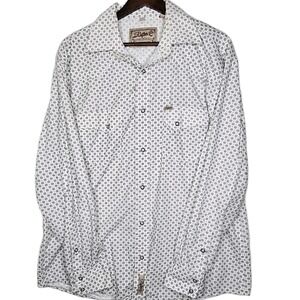 Rafter‎ C Shirt Mens Large Pearl Snap Western Cowboy Rodeo Casual Shirt Cream